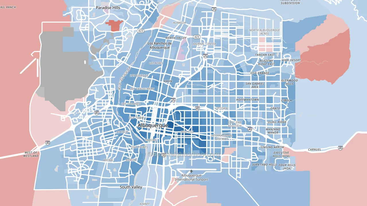 Albuquerque, NM block-group political-lean map