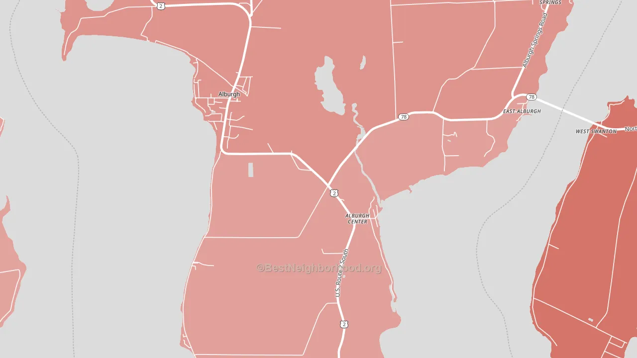 Alburg Center, VT block-group political-lean map