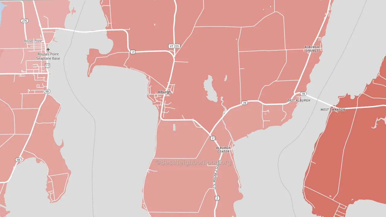 Alburg, VT block-group political-lean map
