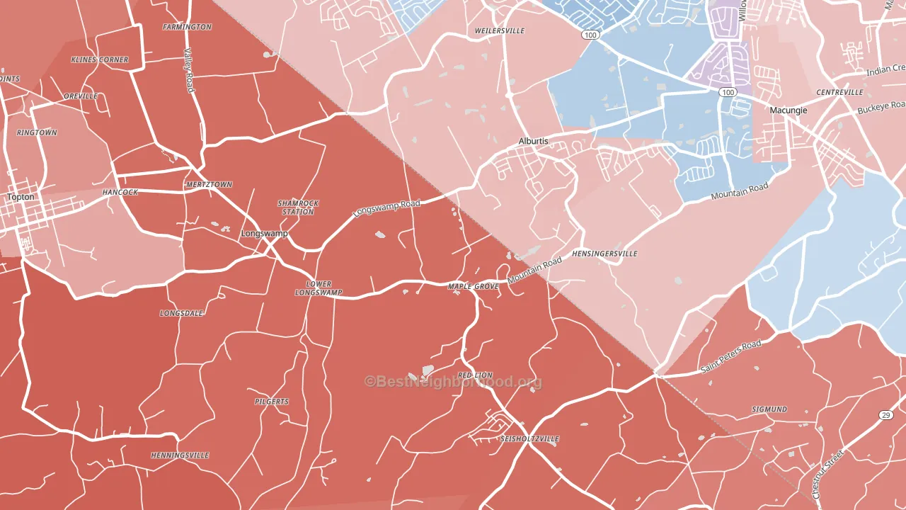 Alburtis, PA block-group political-lean map