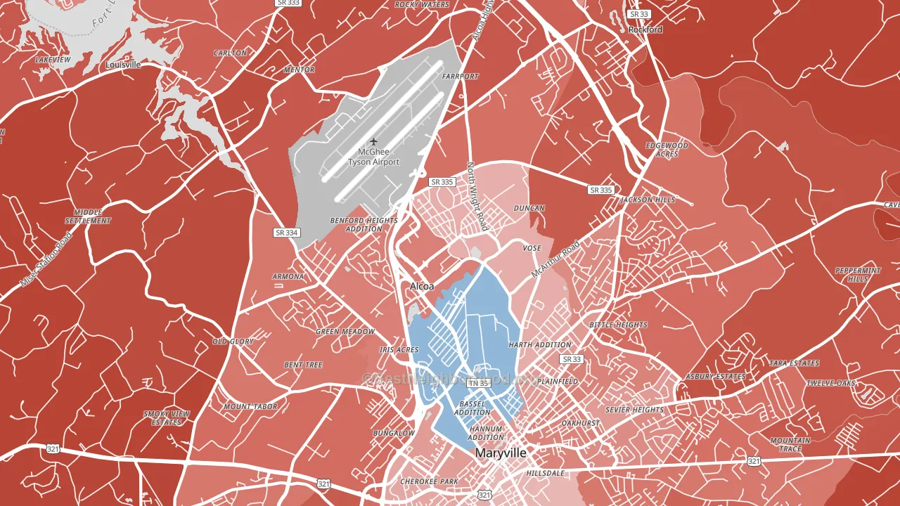 Alcoa, TN block-group political-lean map