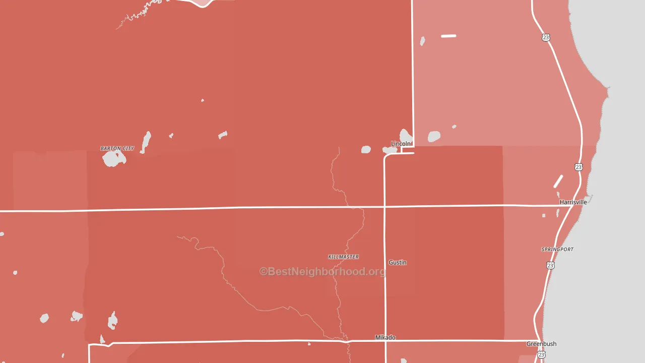 Alcona County, MI block-group political-lean map