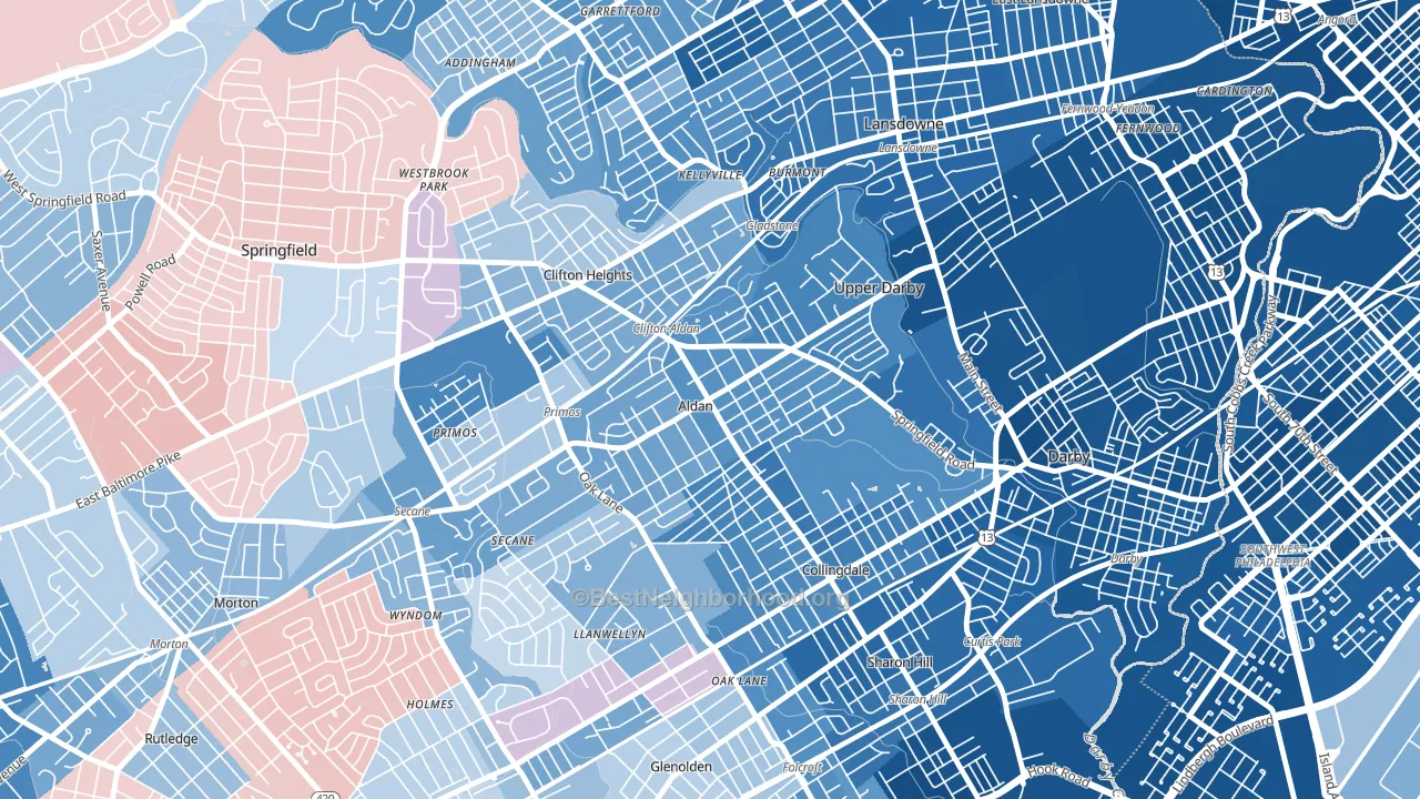 Aldan, PA block-group political-lean map