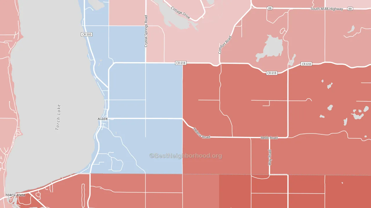 Alden, MI block-group political-lean map