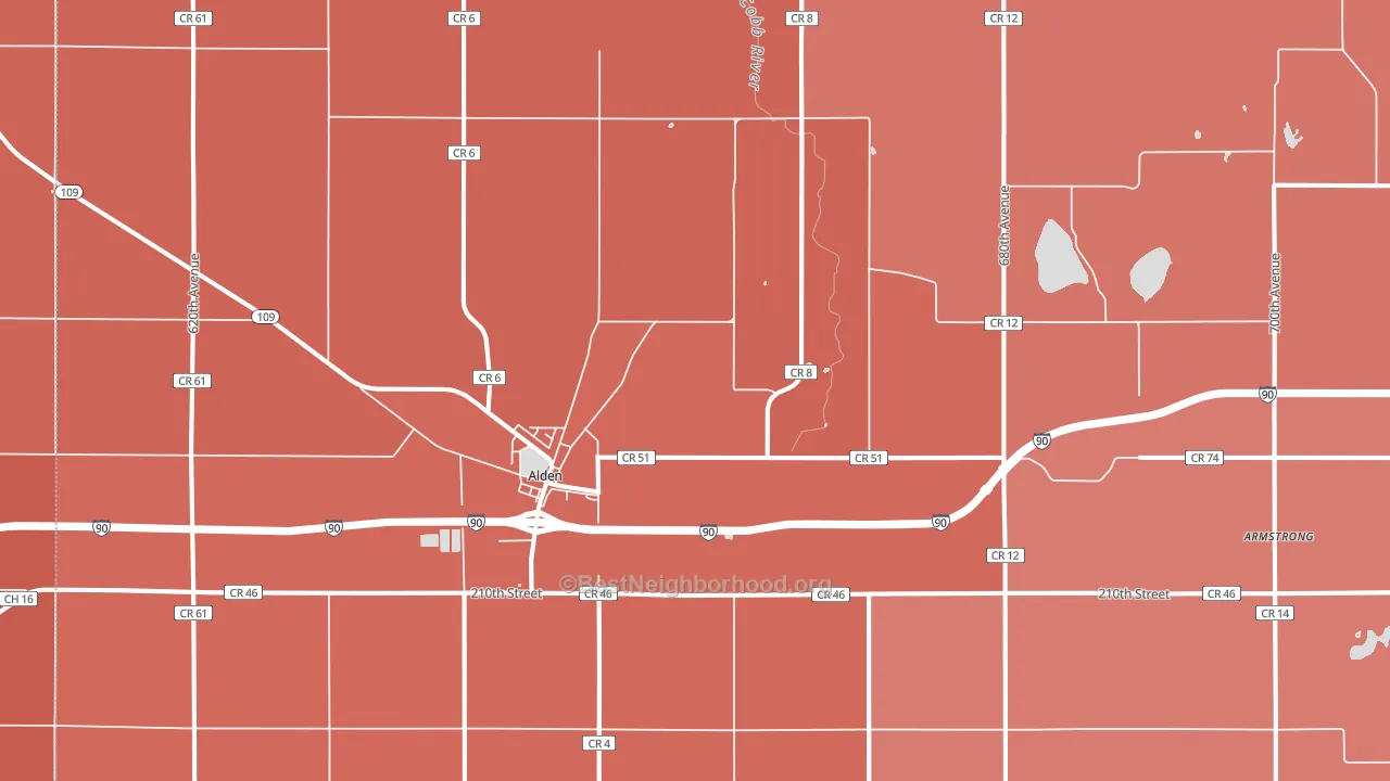 Alden, MN block-group political-lean map