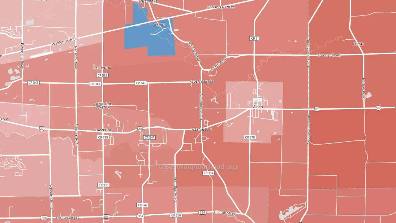 Alden, NY block-group political-lean map