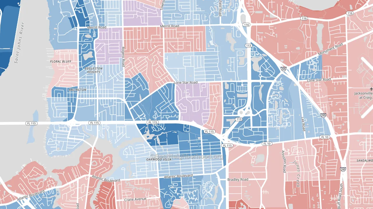 Alderman Park, Jacksonville, FL block-group political-lean map