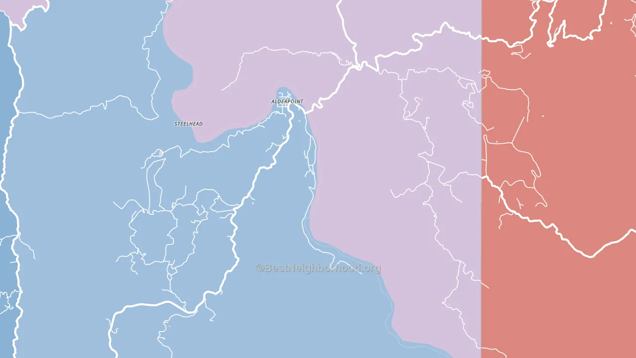 Alderpoint, CA block-group political-lean map