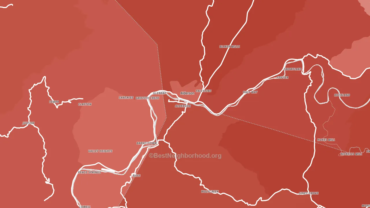 Alderson, WV block-group political-lean map