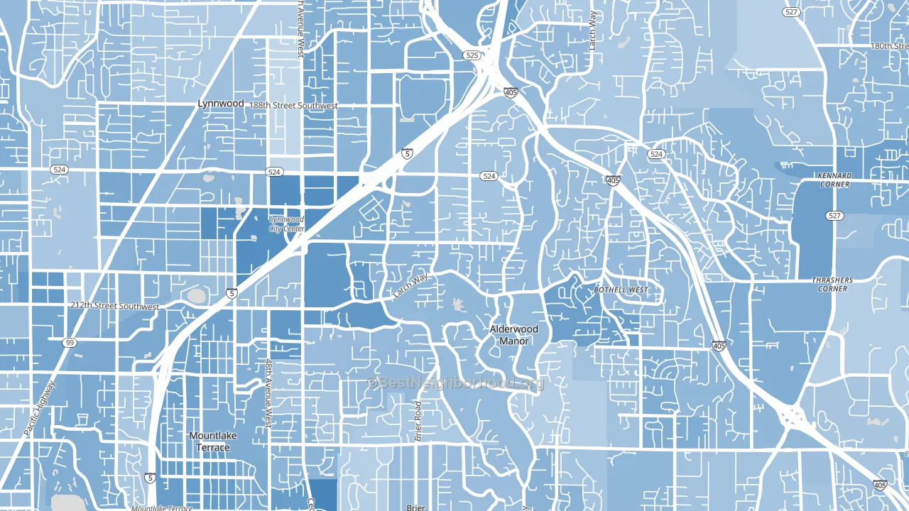 Alderwood Manor, Lynnwood, WA block-group political-lean map