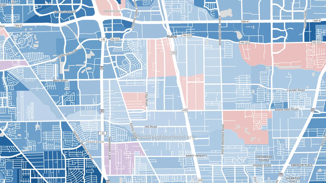 Aldine, TX block-group political-lean map