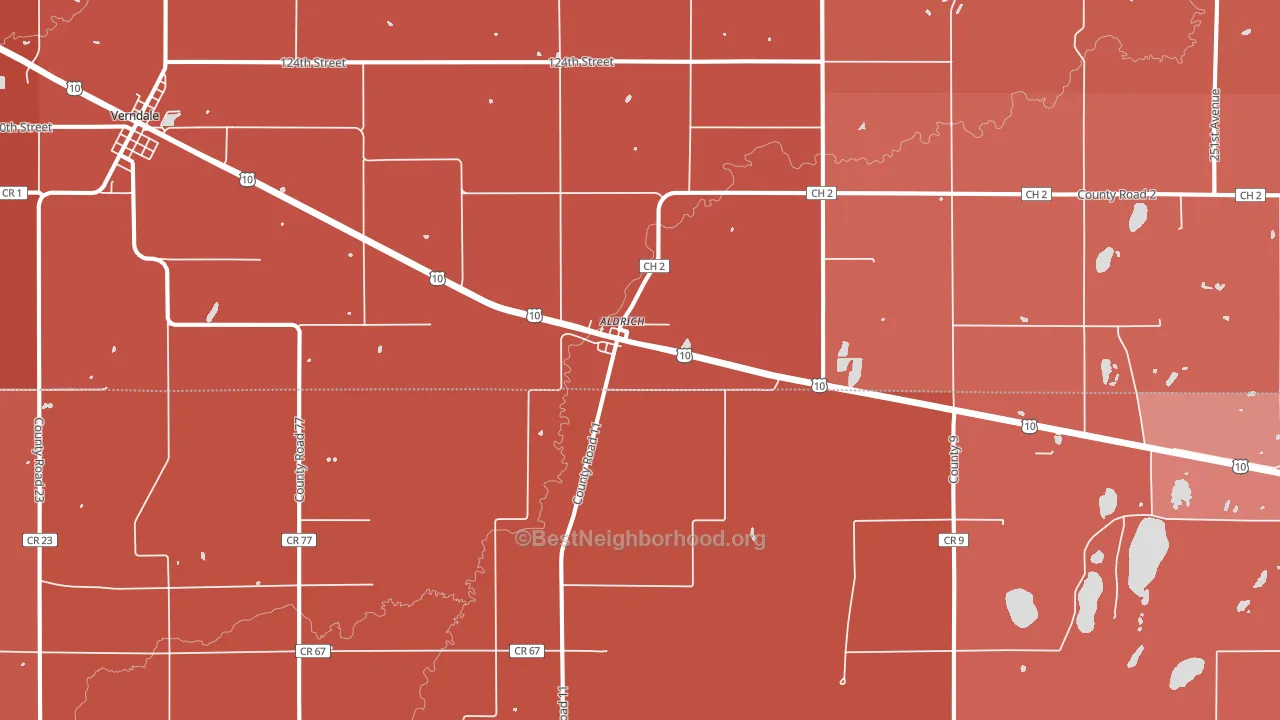 Aldrich, MN block-group political-lean map