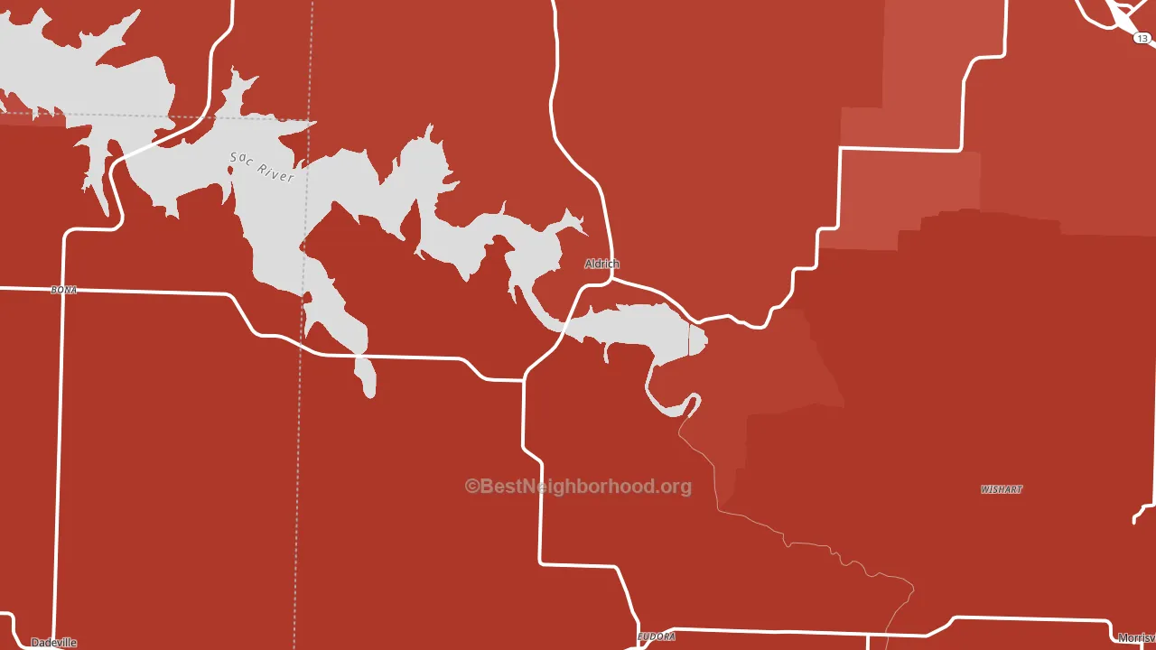 Aldrich, MO block-group political-lean map