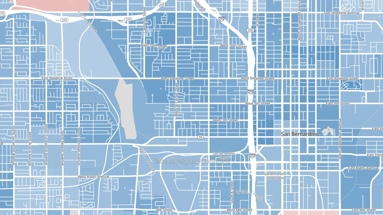 Alessandro, San Bernardino, CA block-group political-lean map