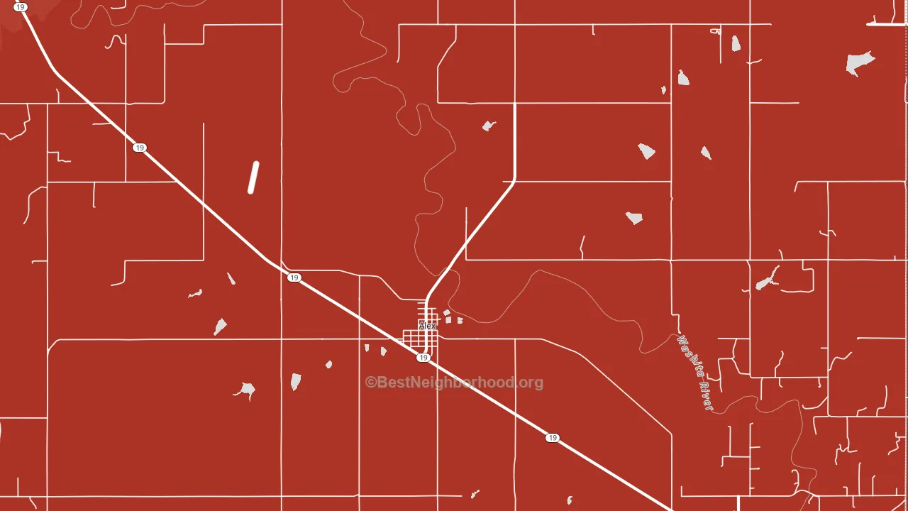 Alex, OK block-group political-lean map