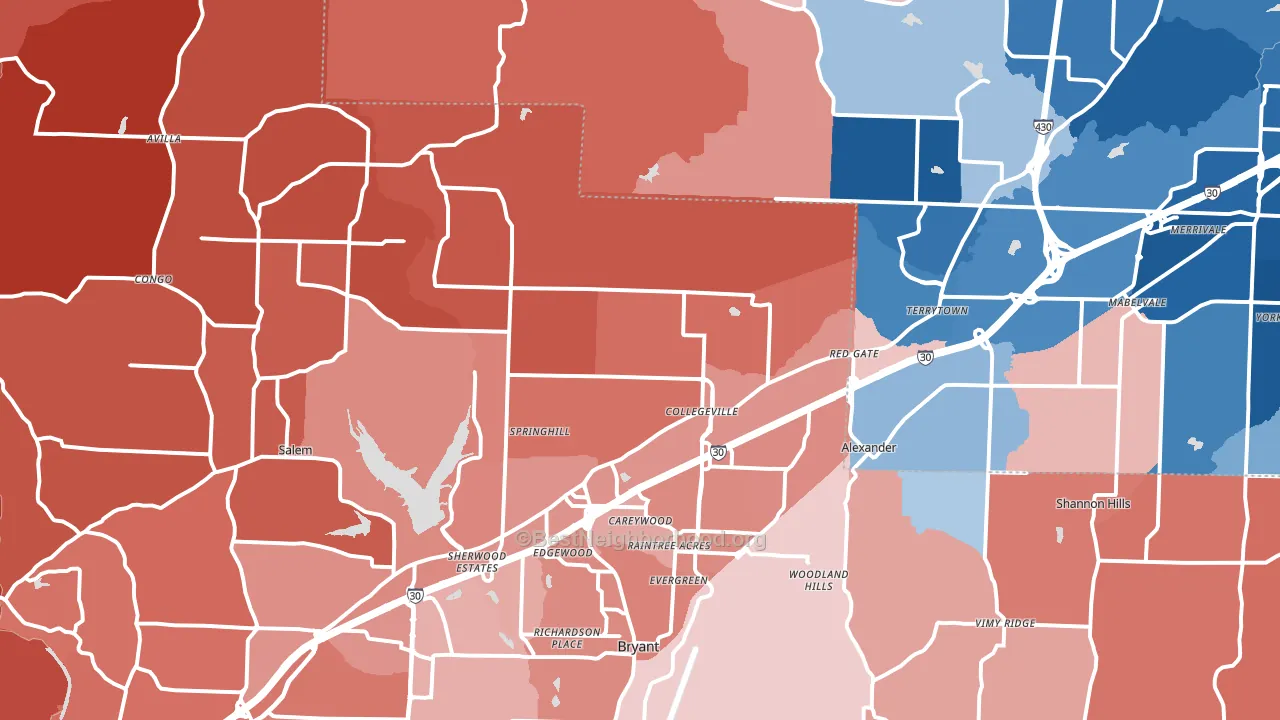 Alexander, AR block-group political-lean map