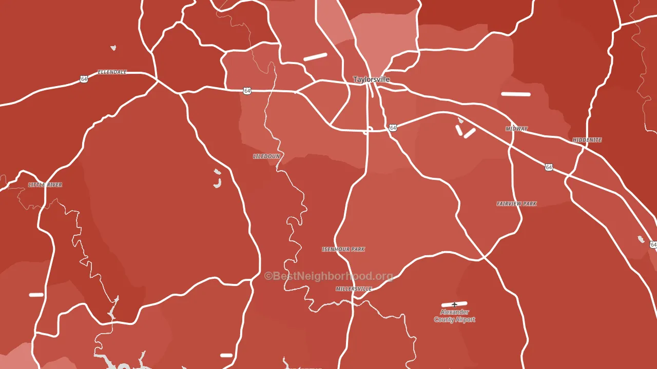 Alexander County, NC block-group political-lean map
