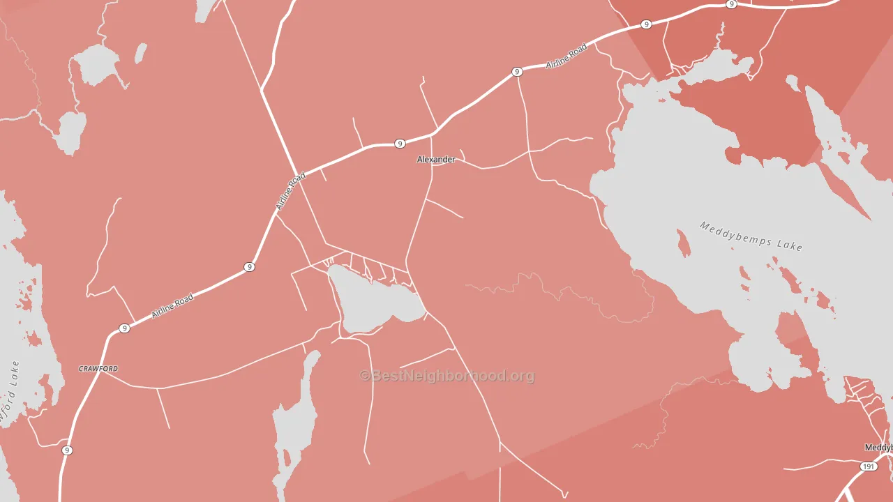 Alexander, ME block-group political-lean map