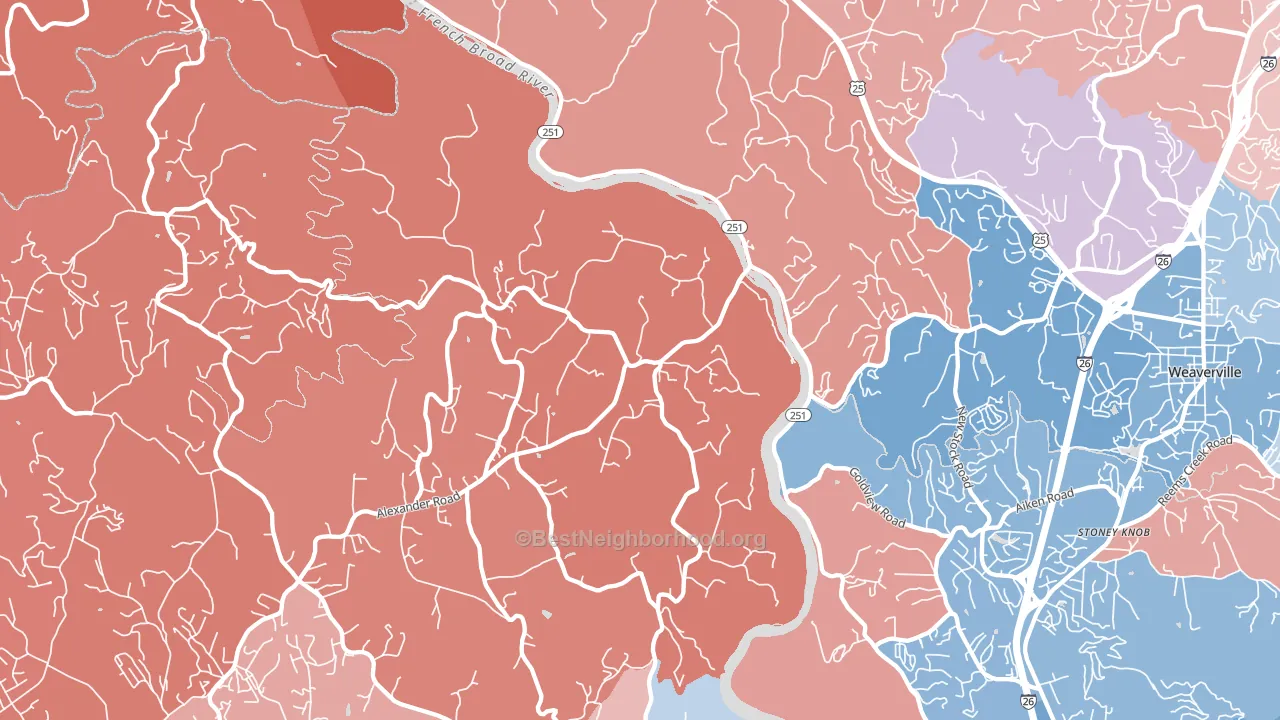 Alexander, NC block-group political-lean map