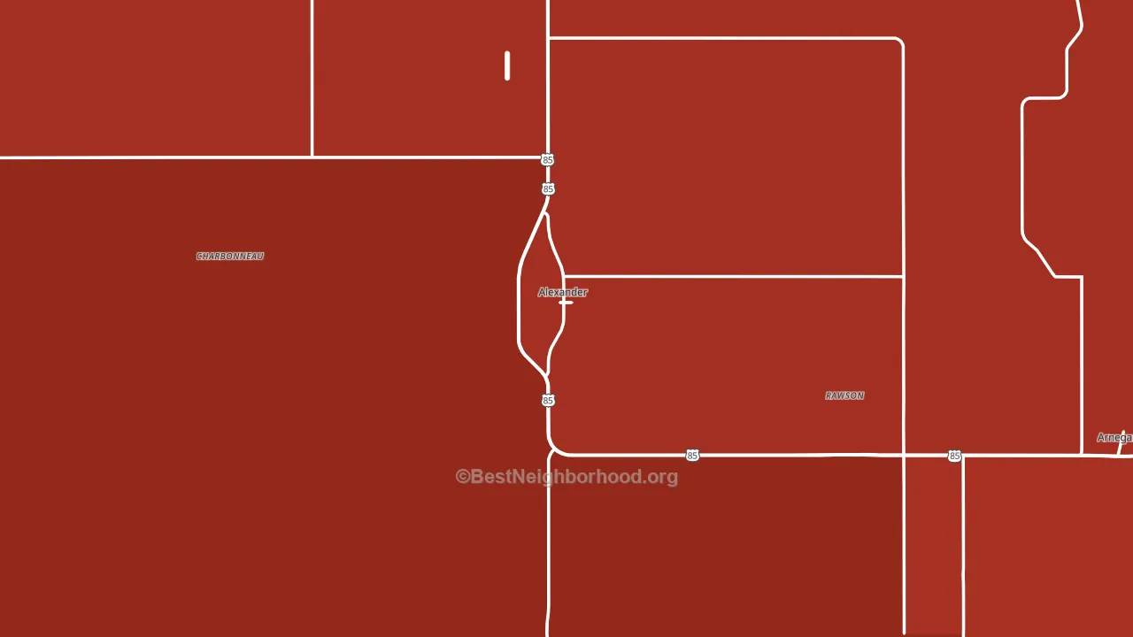 Alexander, ND block-group political-lean map