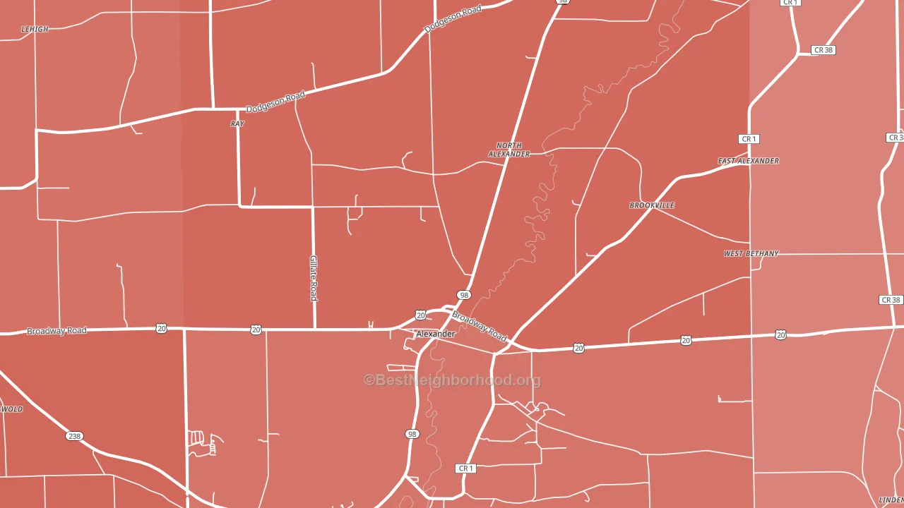 Alexander, NY block-group political-lean map