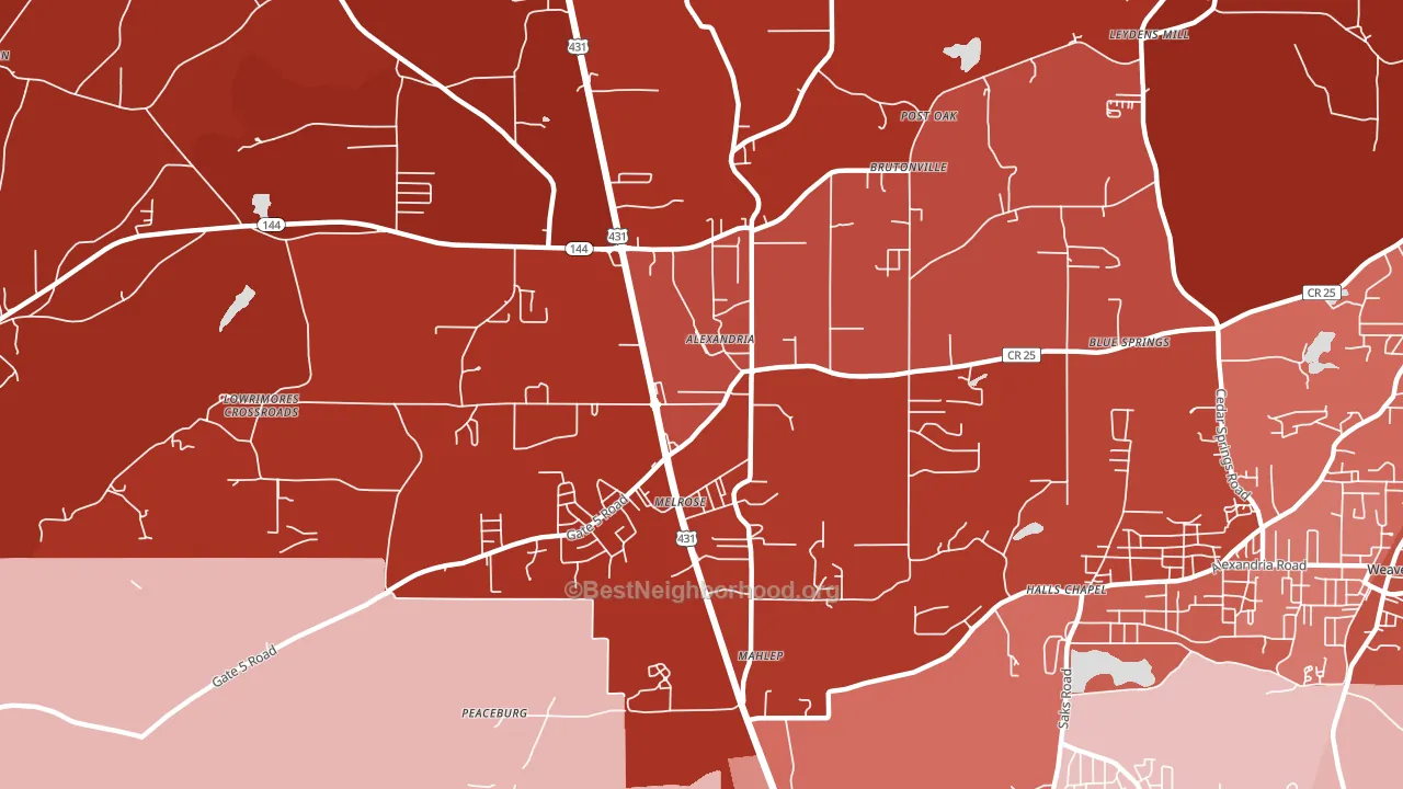 Alexandria, AL block-group political-lean map