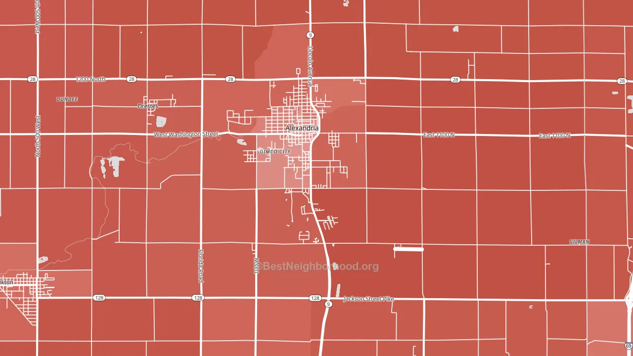 Alexandria, IN block-group political-lean map