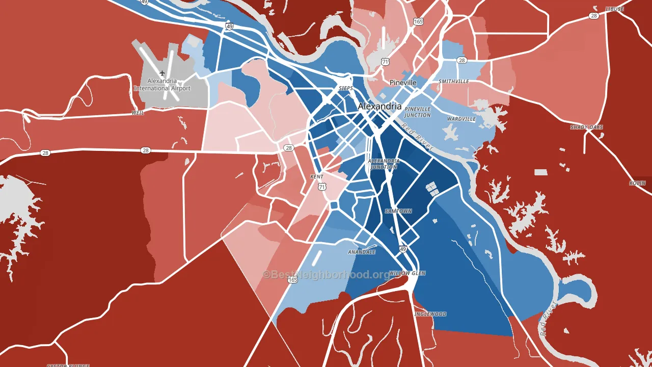 Alexandria, LA block-group political-lean map