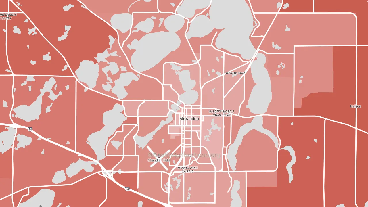 Alexandria, MN block-group political-lean map