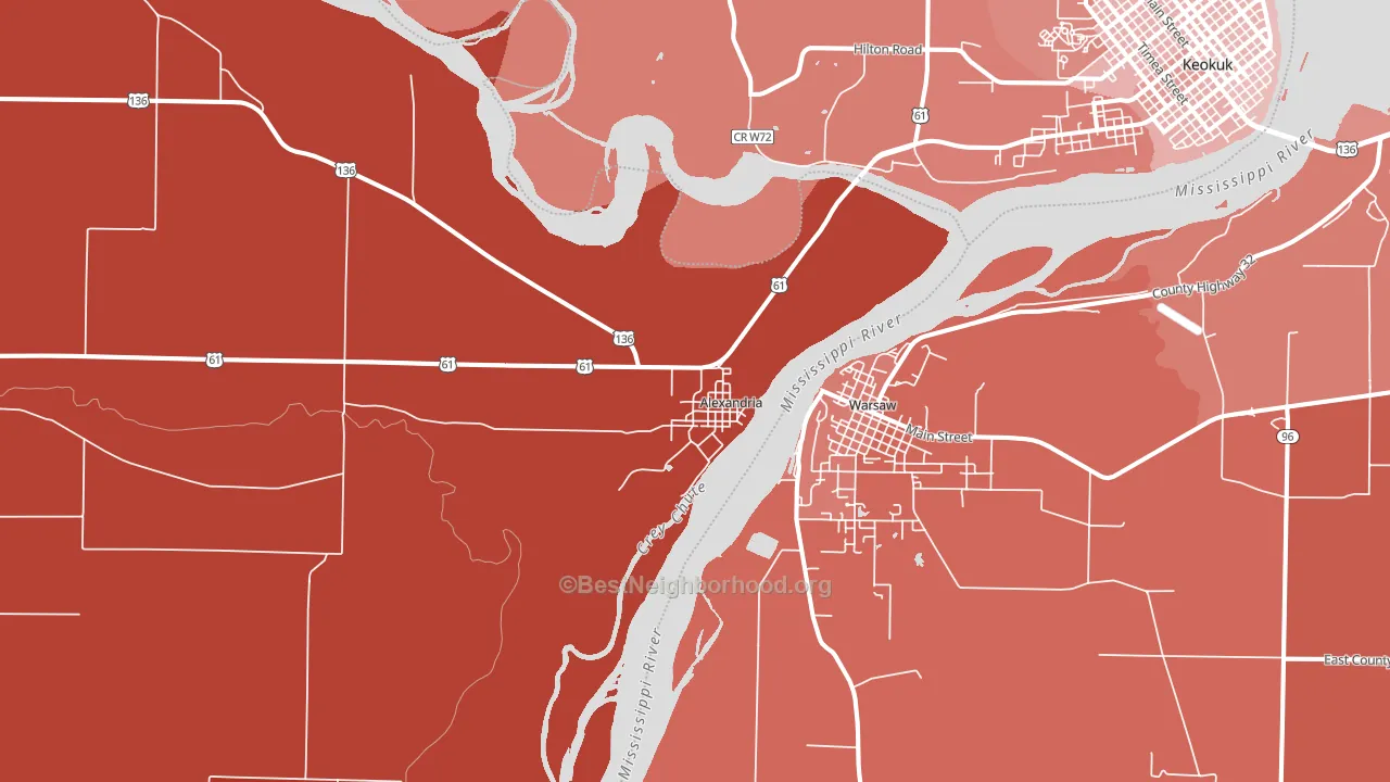Alexandria, MO block-group political-lean map