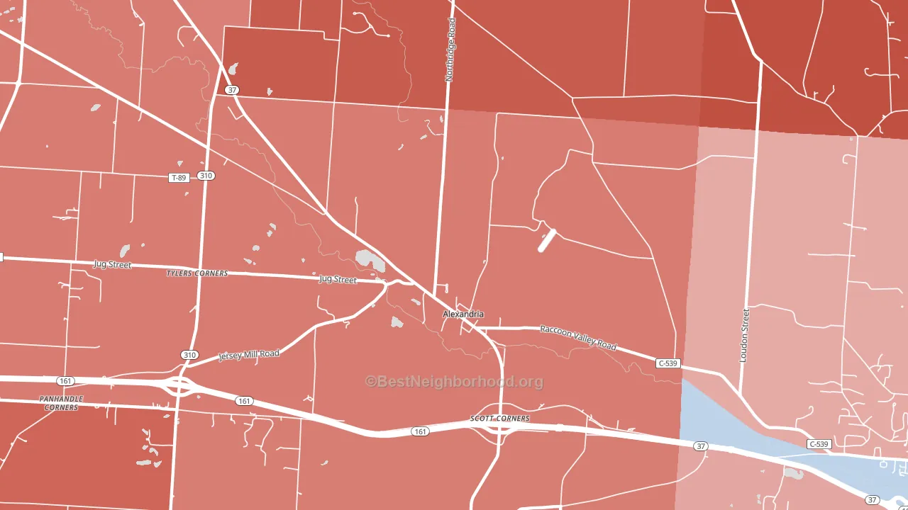 Alexandria, OH block-group political-lean map