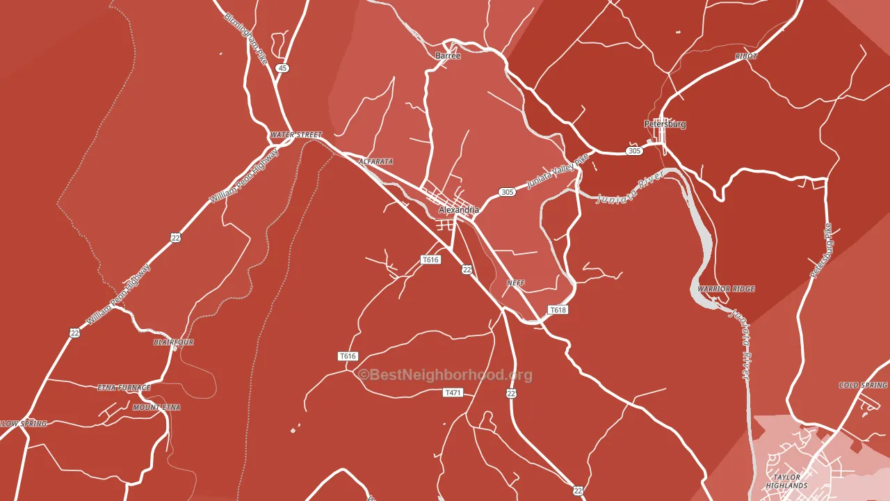 Alexandria, PA block-group political-lean map