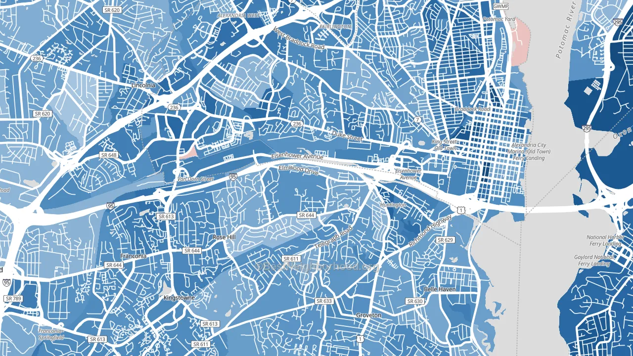 Alexandria, VA block-group political-lean map