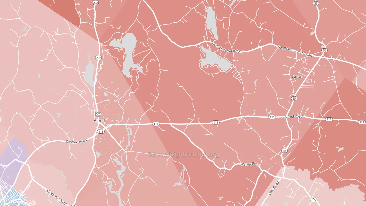 Alfred, ME block-group political-lean map