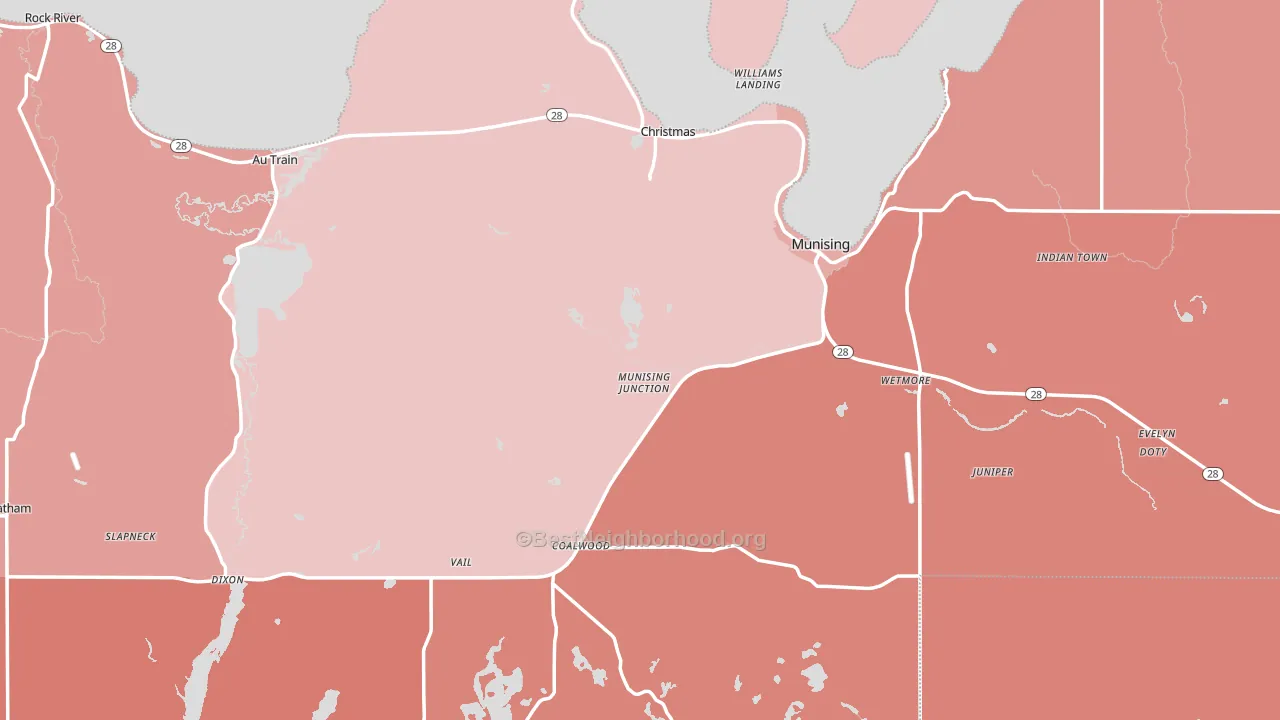 Alger County, MI block-group political-lean map