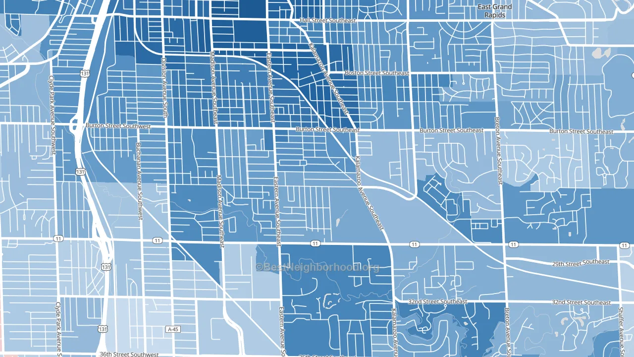 Alger Heights, Grand Rapids, MI block-group political-lean map