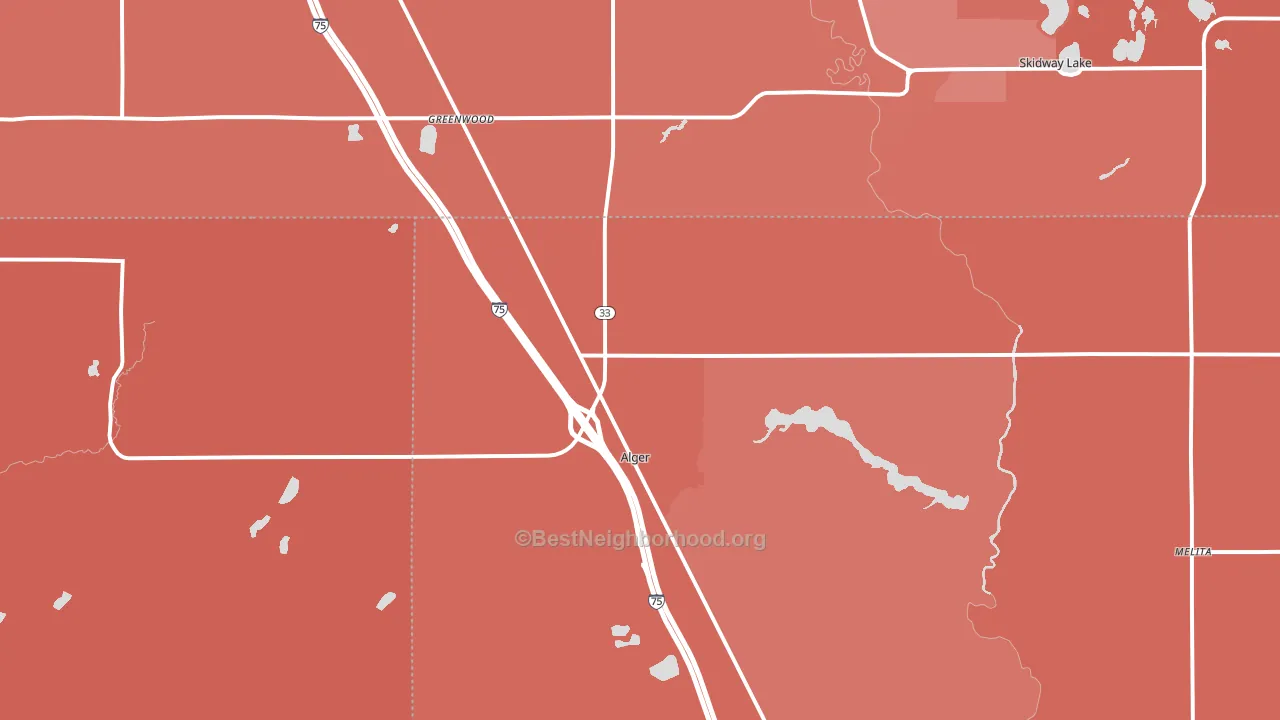 Alger, MI block-group political-lean map