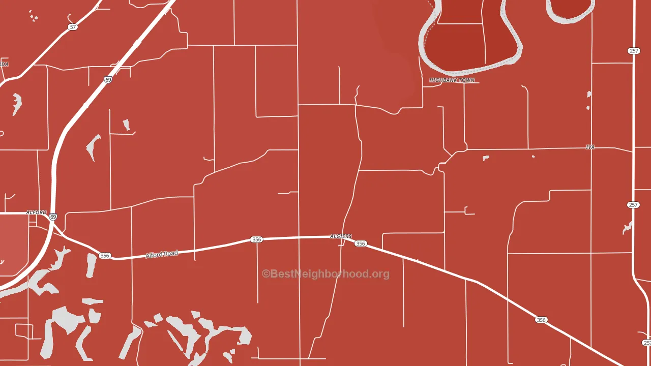 Algiers, IN block-group political-lean map