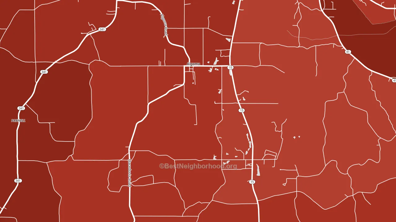 Algoma, MS block-group political-lean map