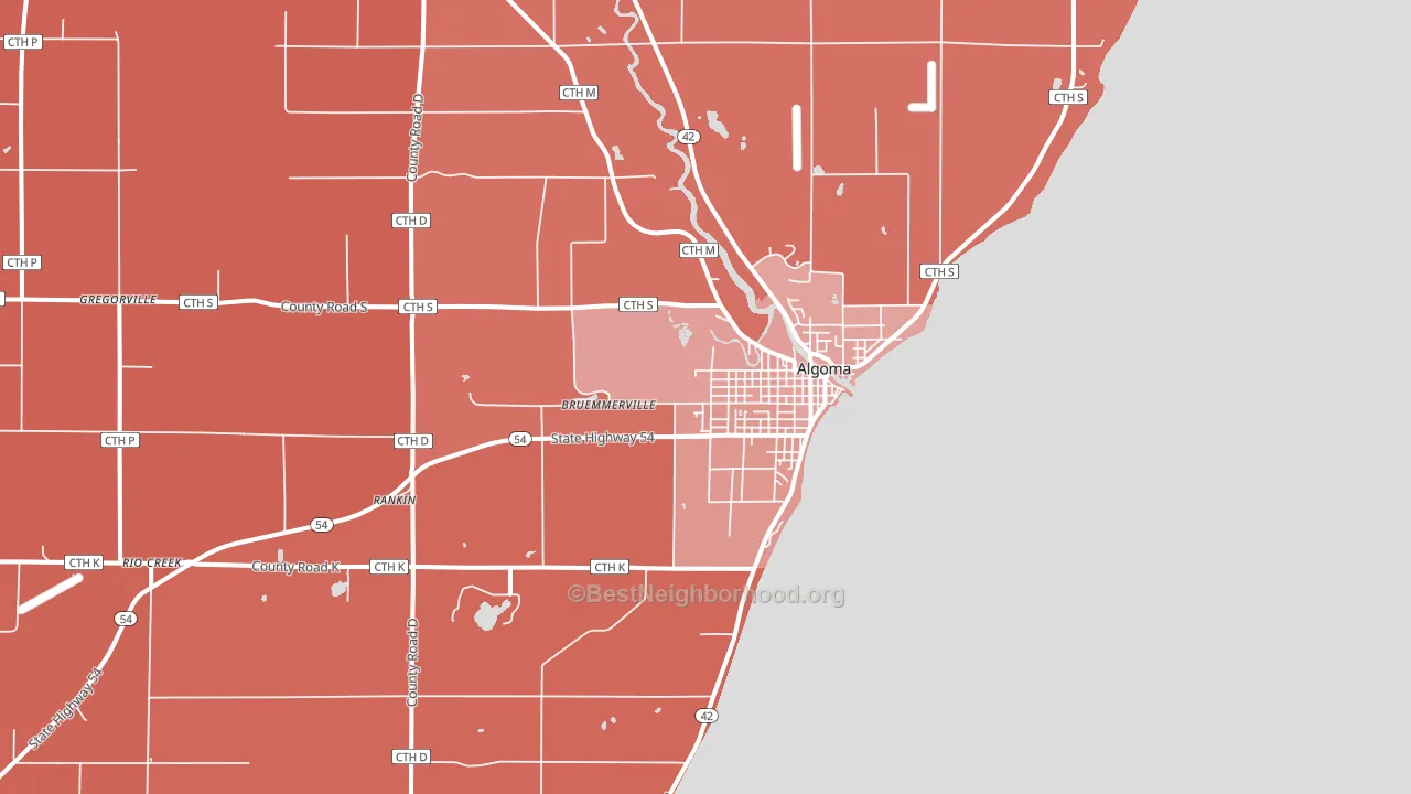 Algoma, WI block-group political-lean map