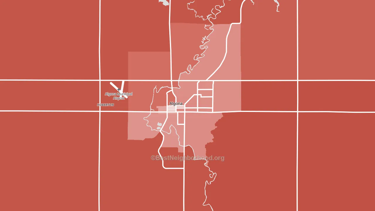 Algona, IA block-group political-lean map