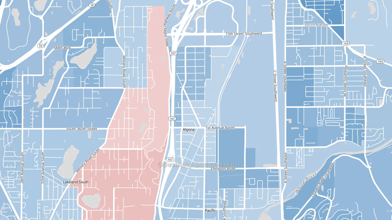 Algona, WA block-group political-lean map
