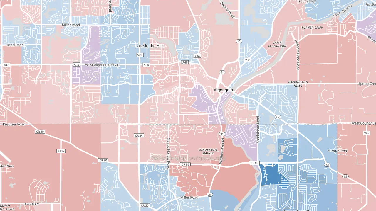 Algonquin, IL block-group political-lean map