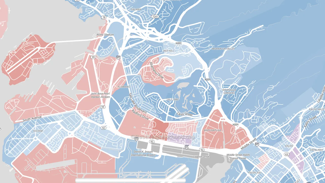 Aliamanu, Honolulu, HI block-group political-lean map