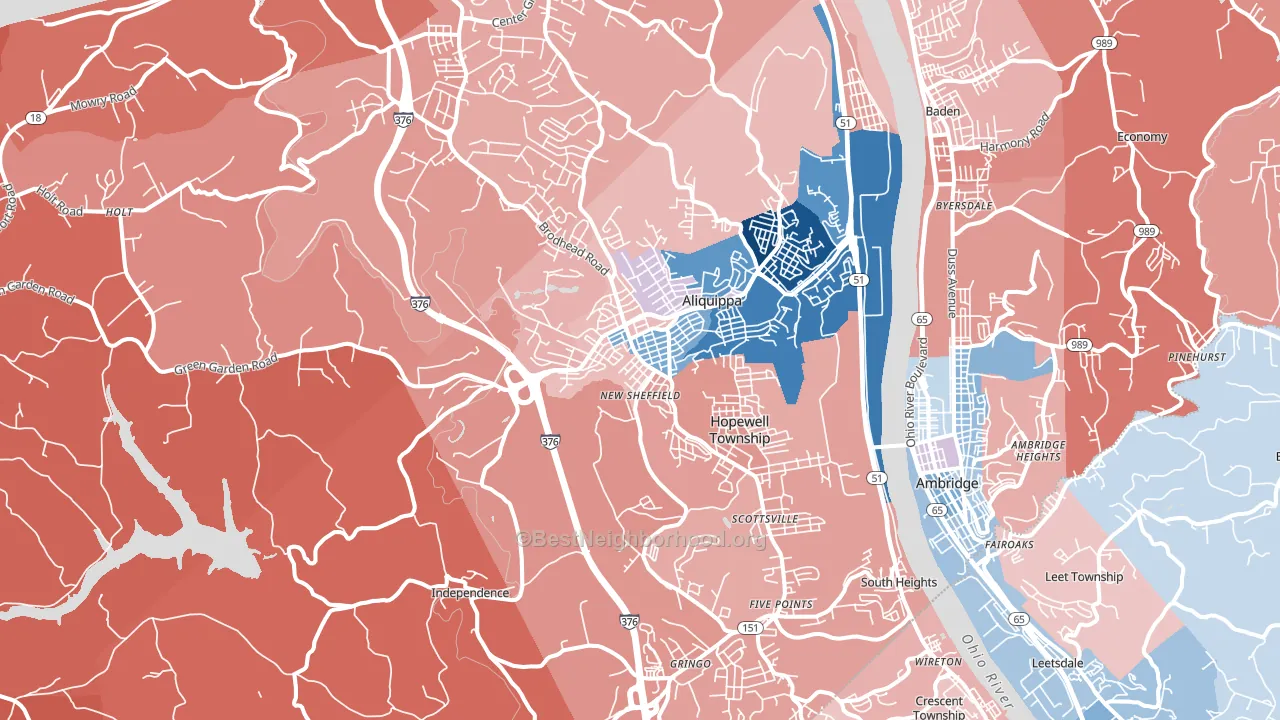 Aliquippa, PA block-group political-lean map