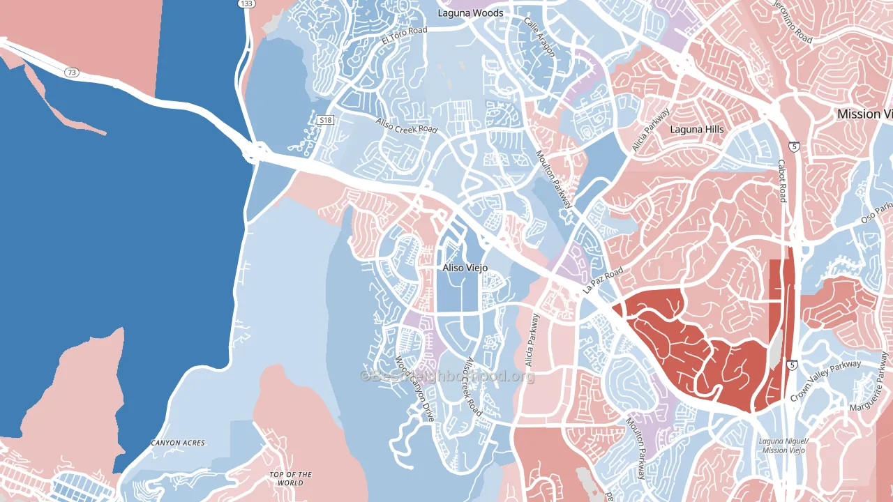 Aliso Viejo, CA block-group political-lean map