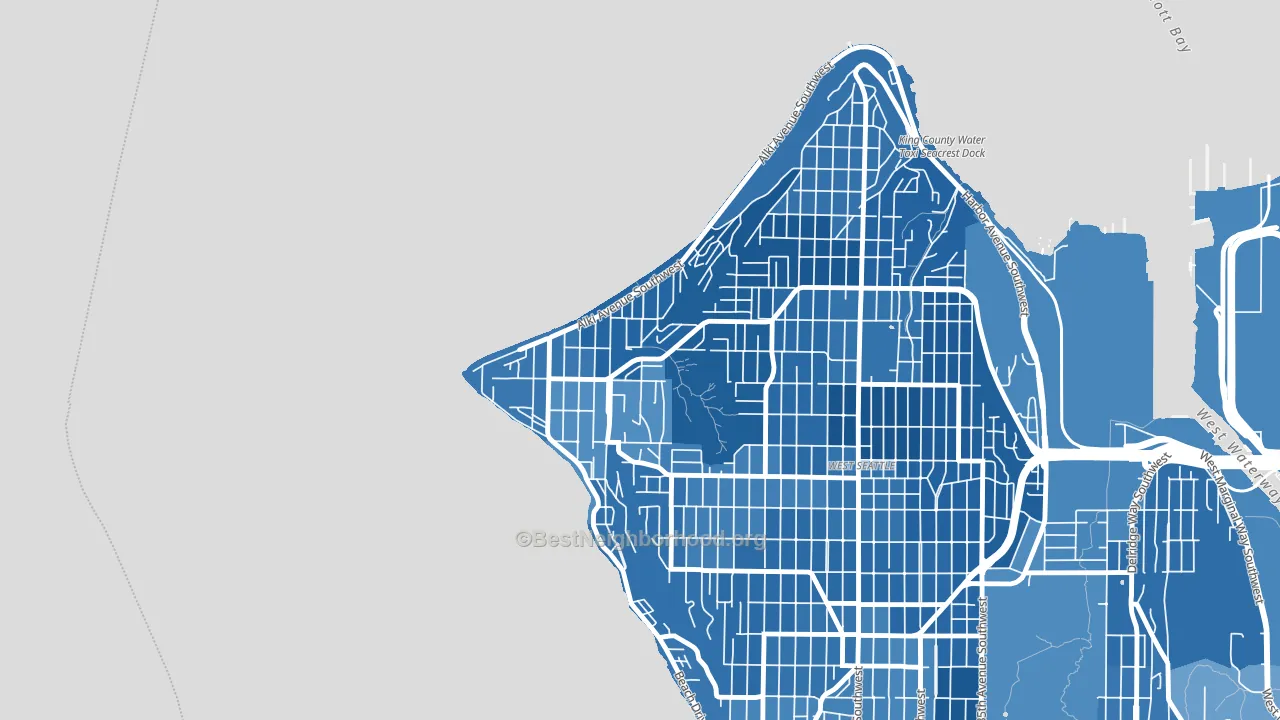 Alki, Seattle, WA block-group political-lean map