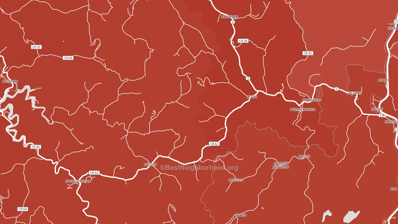 Alkol, WV block-group political-lean map