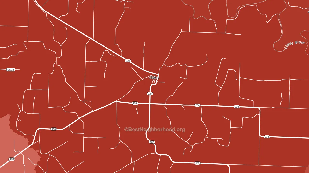 Alleene, AR block-group political-lean map