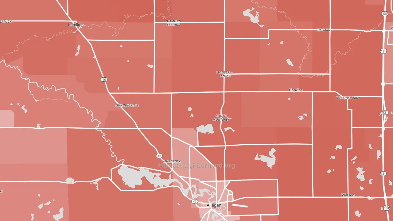 Allegan County, MI block-group political-lean map